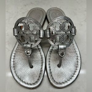 Tory Burch Miller Silver Sandals Size 5.5